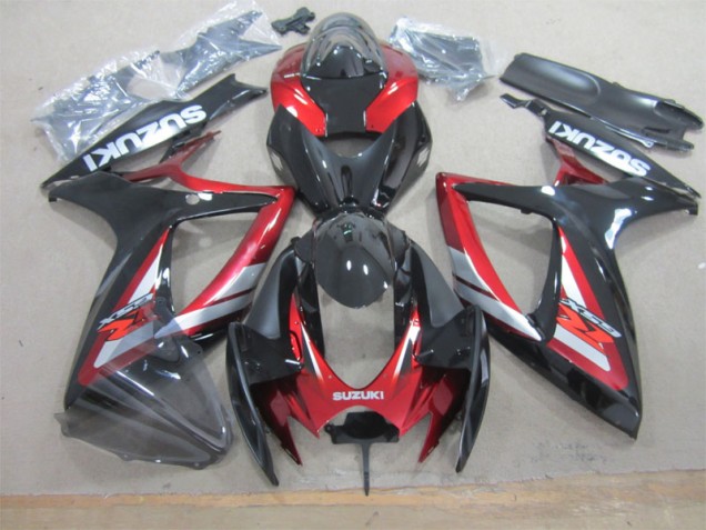 Negro Rojo Kit Carenado Moto Suzuki GSXR 600 K6 2006-2007 Negro Rojo Kit Carenado Moto Suzuki GSXR 600 K6 2006-2007