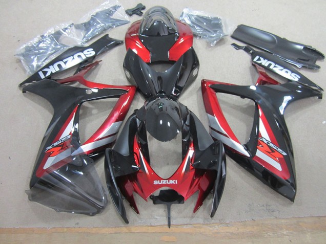 Negro Rojo Kit Completo Carenado Moto Suzuki GSXR 750 K6 2006-2007 Negro Rojo Kit Completo Carenado Moto Suzuki GSXR 750 K6 2006-2007
