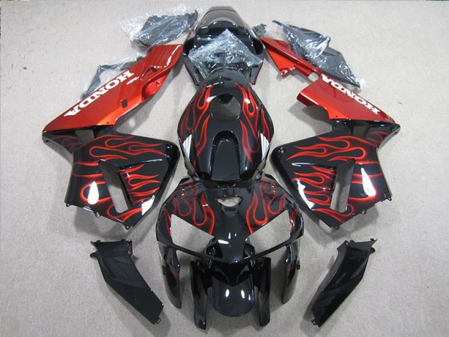 Negro Rojo Llama Carenado Moto Honda CBR 600 RR 2005-2006 Negro Rojo Llama Carenado Moto Honda CBR 600 RR 2005-2006