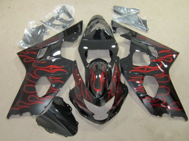 Negro Rojo Llama Carenado Moto Suzuki GSXR 600 K4 2004-2005