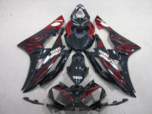 Negro Rojo Llama Kits Carenado Moto Yamaha R6 2006-2007 Negro Rojo Llama Kits Carenado Moto Yamaha R6 2006-2007