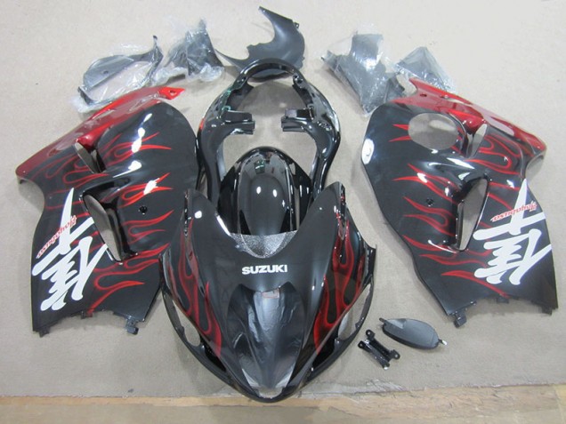 Negro Rojo Llama Plástica Moto Suzuki GSXR 1300 Hayabusa 1996-2007 Negro Rojo Llama Plástica Moto Suzuki GSXR 1300 Hayabusa 1996-2007