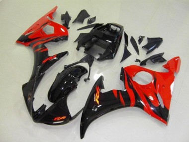 Negro Rojo Llama Plástica Moto Yamaha R6 2003-2005