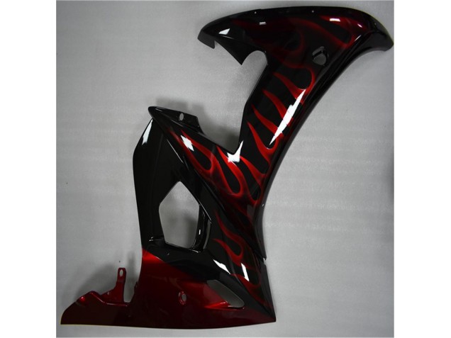 Negro Rojo Llama Plástico Moto Yamaha R6 2003-2005 Negro Rojo Llama Plástico Moto Yamaha R6 2003-2005