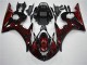 Negro Rojo Llama Plástico Moto Yamaha R6 2003-2005 Negro Rojo Llama Plástico Moto Yamaha R6 2003-2005