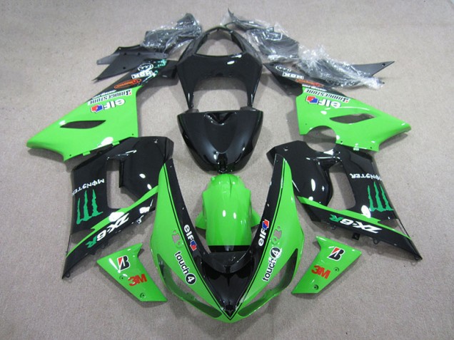 Negro Verde 3M Touch4 Monster Carenado Moto Kawasaki ZX6R 2005-2006 Negro Verde 3M Touch4 Monster Carenado Moto Kawasaki ZX6R 2005-2006