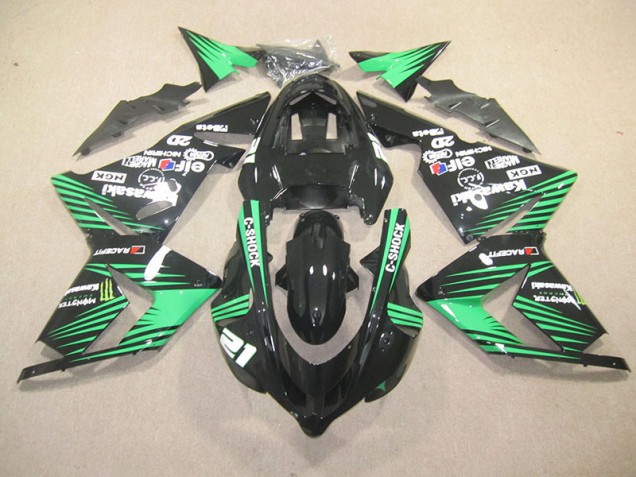 Negro Verde C-Shock Monster Carenado Moto Kawasaki ZX10R 2003-2005