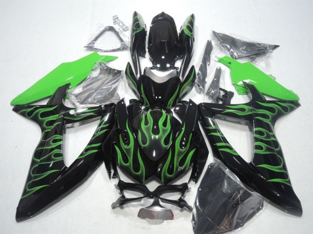 Negro Verde Llama Carenado Moto Suzuki GSXR 600 K8 2008-2010 Negro Verde Llama Carenado Moto Suzuki GSXR 600 K8 2008-2010