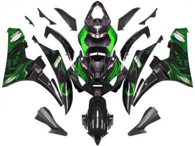 Negro Verde Llama Carenado Moto Yamaha R6 2006-2007