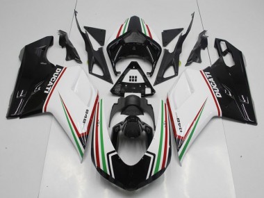 Negro Verde Y blanco Carenado Moto Ducati 848 1098 1198 2007-2014