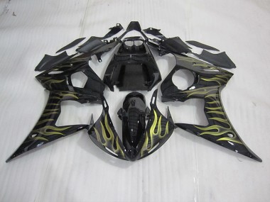 Negro con Amarillo Llama Carenado Moto Yamaha R6 2003-2005