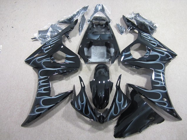 Negro con Llama Carenado Moto Yamaha R6 2003-2005 Negro con Llama Carenado Moto Yamaha R6 2003-2005