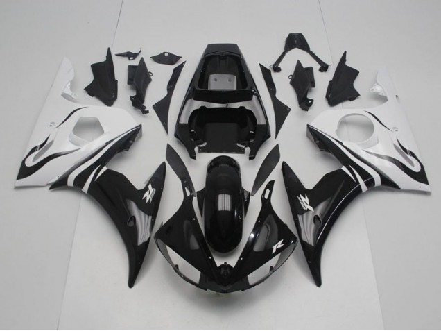 Negro y blanco Carenado Moto Yamaha R6 2003-2005 Negro y blanco Carenado Moto Yamaha R6 2003-2005