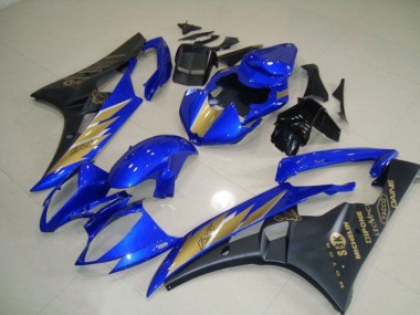 Pegatina negra azul con dorada Carenado Moto Yamaha R6 2006-2007