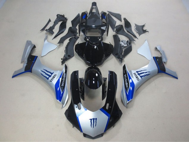 Plata Negro Azul Monster Carenado Moto Yamaha R1 2015-2019 Plata Negro Azul Monster Carenado Moto Yamaha R1 2015-2019