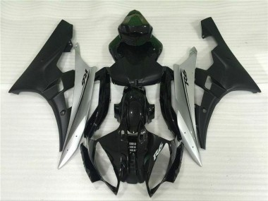 Plata Negro Inyección Kit Carenado Moto Yamaha R6 2006-2007