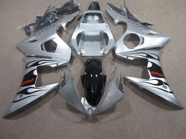Plata Negro Rojo Calcomanía Carenado Moto Yamaha R6 2003-2005