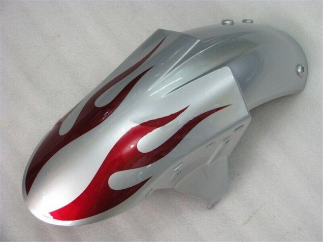 Plata Rojo Llamas Carenado Moto Kawasaki ZX6R 2005-2006 Plata Rojo Llamas Carenado Moto Kawasaki ZX6R 2005-2006