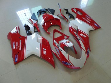 Rojo & Blanco Air Carenado Moto Ducati 848 1098 1198 2007-2014