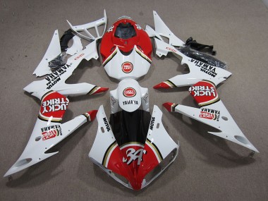 Rojo Blanco Lucky Strike Carenado Moto Yamaha R1 2004-2006