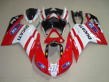 Rojo Blanco Tim 46 Carenado Moto Ducati 1098 2007-2014