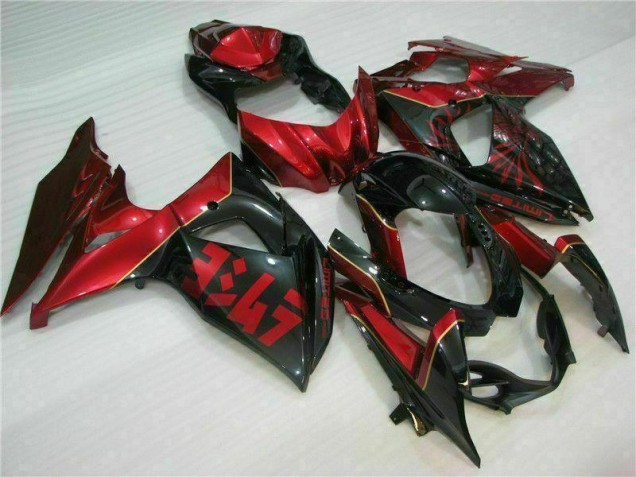 Rojo Llama Negro Carenado Moto Suzuki GSXR 1000 K9 2009-2016 Rojo Llama Negro Carenado Moto Suzuki GSXR 1000 K9 2009-2016