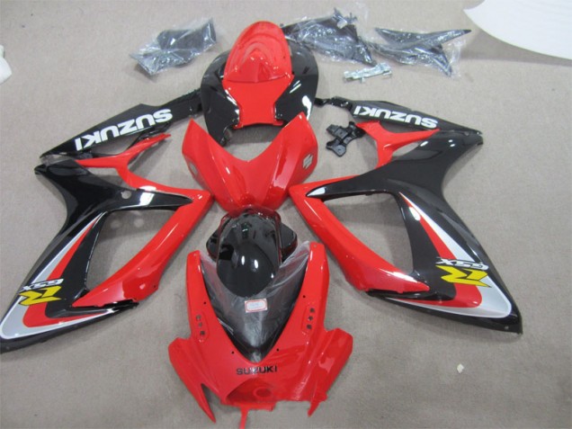 Rojo Negro ABS Moto Plástico Suzuki GSXR 600 K6 2006-2007 Rojo Negro ABS Moto Plástico Suzuki GSXR 600 K6 2006-2007