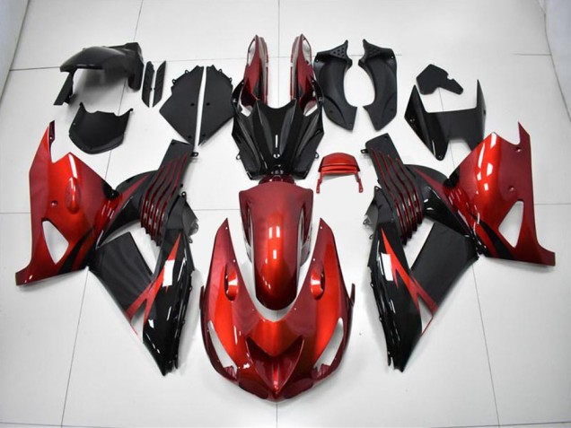 Rojo Negro Carenado Moto Kawasaki ZX14R ZZR 1400 2006-2011 Rojo Negro Carenado Moto Kawasaki ZX14R ZZR 1400 2006-2011