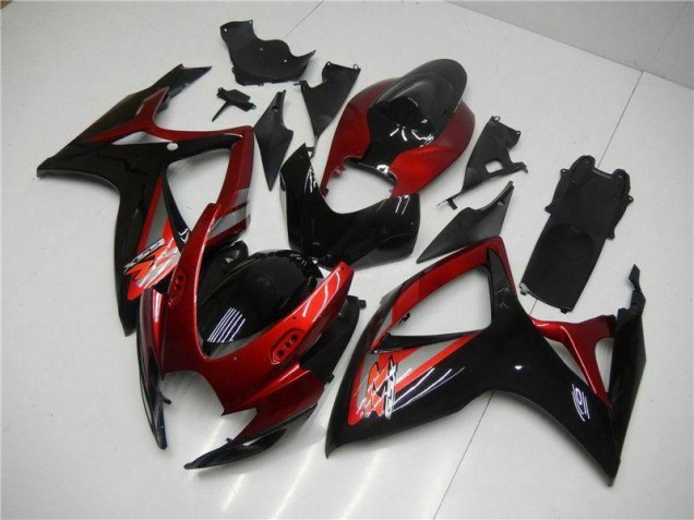 Rojo Negro Kit Carenado Inyección Suzuki GSXR 600 / 750 K6 2006-2007 Rojo Negro Kit Carenado Inyección Suzuki GSXR 600 / 750 K6 2006-2007