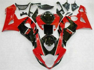 Rojo Negro Kits Completo Carenado Moto ABS Suzuki GSXR 1000 K5 2005-2006