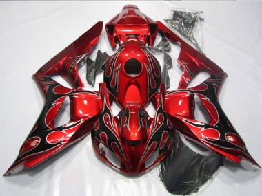 Rojo Negro Llama ABS Moto Plástico Honda CBR 1000 RR 2006-2007