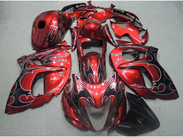 Rojo Negro Llama Carenado Moto Suzuki GSXR 1300 Hayabusa 2008-2019 Rojo Negro Llama Carenado Moto Suzuki GSXR 1300 Hayabusa 2008-2019