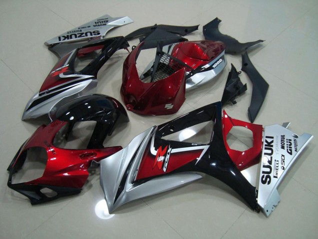 Rojo Negro Plata Kits Completo Carenado Moto Suzuki GSXR 1000 K7 2007-2008 Rojo Negro Plata Kits Completo Carenado Moto Suzuki GSXR 1000 K7 2007-2008