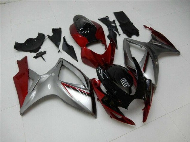 Rojo Plata Carenado Moto Suzuki GSXR 600 / 750 K6 2006-2007 Rojo Plata Carenado Moto Suzuki GSXR 600 / 750 K6 2006-2007