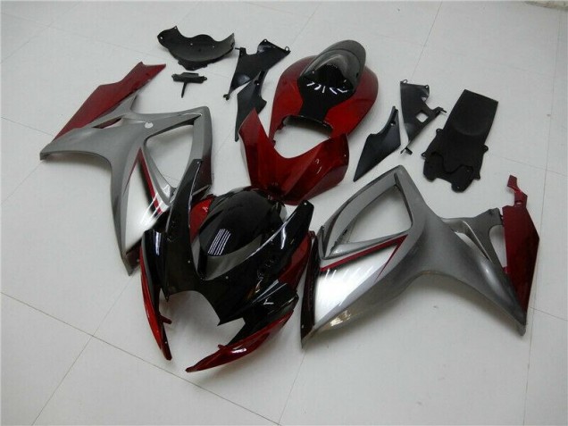 Rojo Plata Carenado Moto Suzuki GSXR 600 / 750 K6 2006-2007 Rojo Plata Carenado Moto Suzuki GSXR 600 / 750 K6 2006-2007