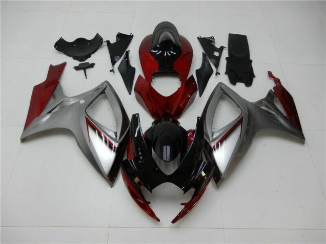Rojo Plata Carenado Moto Suzuki GSXR 600 / 750 K6 2006-2007 Rojo Plata Carenado Moto Suzuki GSXR 600 / 750 K6 2006-2007