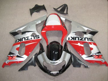 Rojo Plata Carenado Moto Suzuki GSXR 600 K1 K2 K3 2001-2003