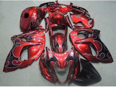 Rojo con Negro Llama Carenado Moto Suzuki GSXR 1300 Hayabusa 1996-2007