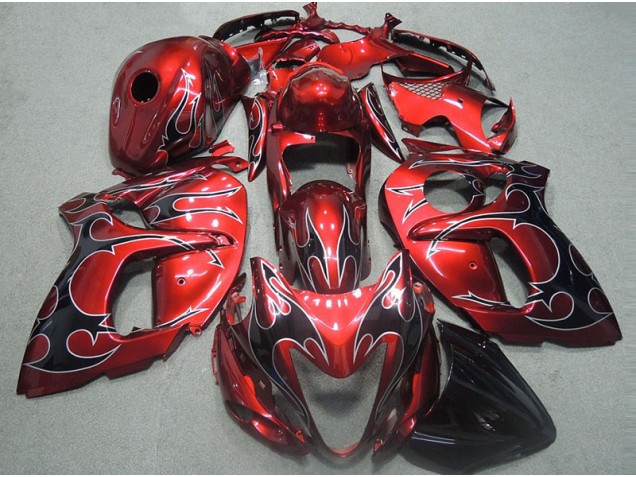 Rojo con Negro Llama Carenado Moto Suzuki GSXR 1300 Hayabusa 1996-2007 Rojo con Negro Llama Carenado Moto Suzuki GSXR 1300 Hayabusa 1996-2007