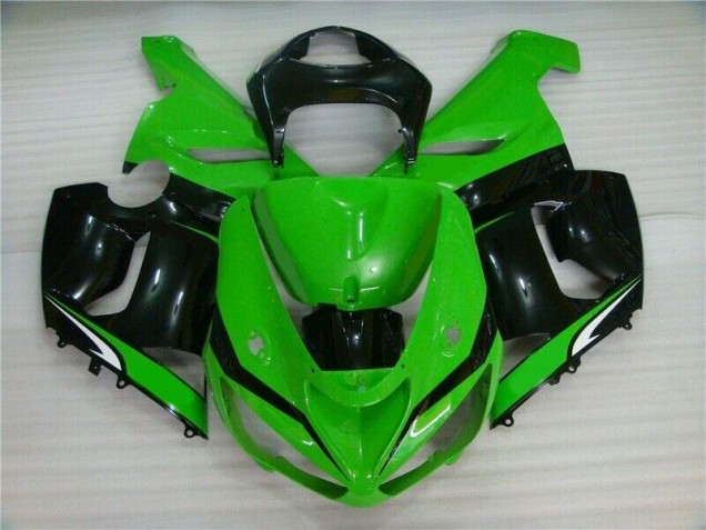 Verde Blanco Negro Carenado Moto Kawasaki ZX6R 2005-2006 Verde Blanco Negro Carenado Moto Kawasaki ZX6R 2005-2006